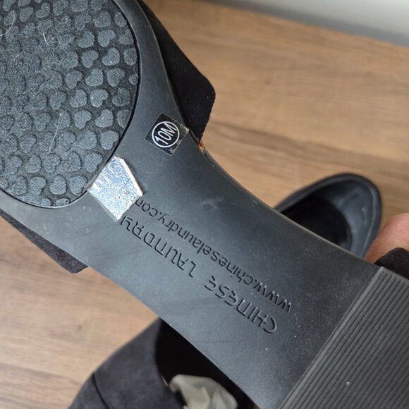 WORN ONCE CHINESE LAUNDRY EASY DOES IT D'ORSAY BLACK POINTY FLATS SIZE 10 - Picture 10 of 13